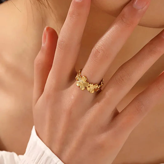 Flower Adjustable Opening Rings