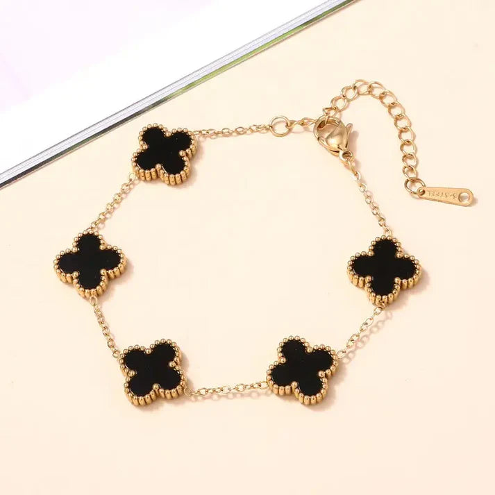 Black Lucky Clover Bracelet