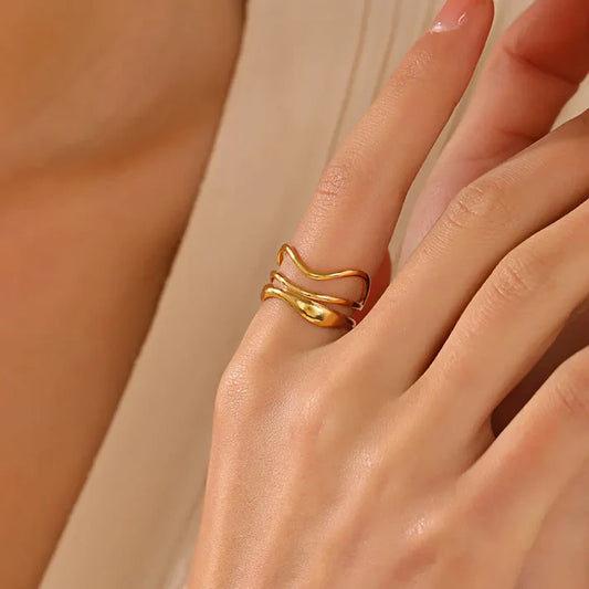 Multi-layer Water Ripple Open Ring