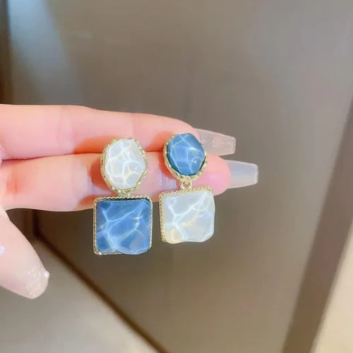 Blue & White Stone Earrings