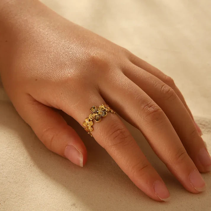 Flower Adjustable Opening Rings