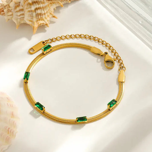 Retro Cubic Zircon Snake Chain Bracelet