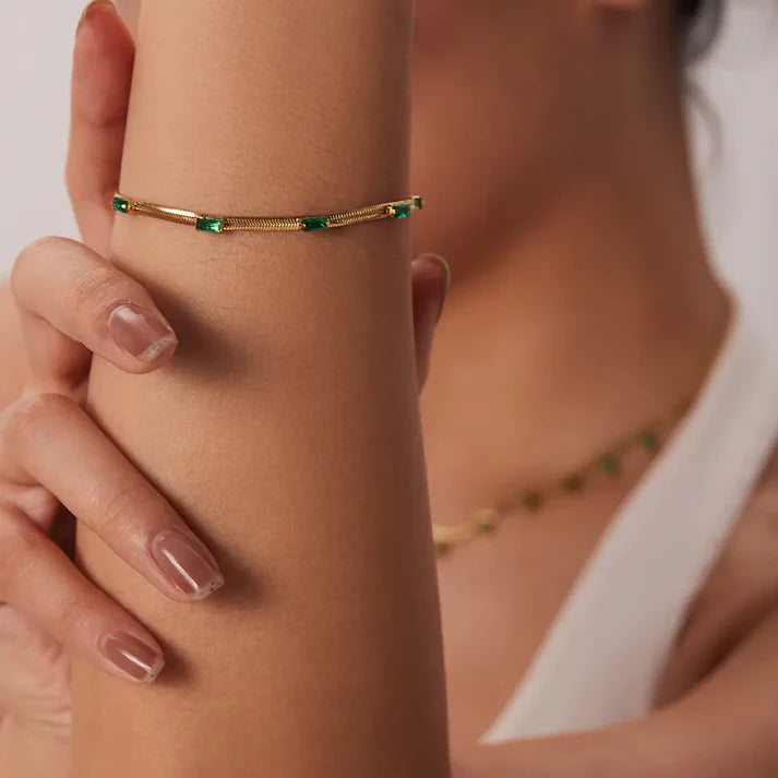 Retro Cubic Zircon Snake Chain Bracelet