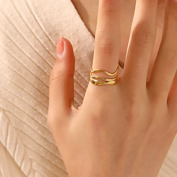 Multi-layer Water Ripple Open Ring