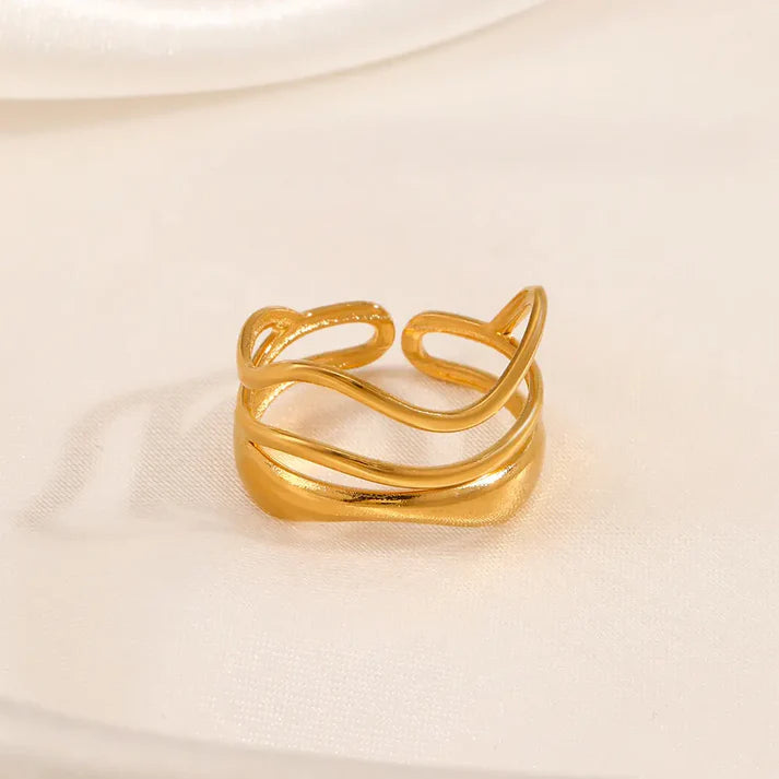 Multi-layer Water Ripple Open Ring