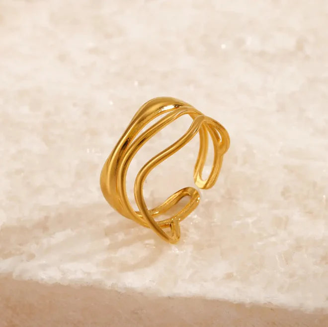 Multi-layer Water Ripple Open Ring