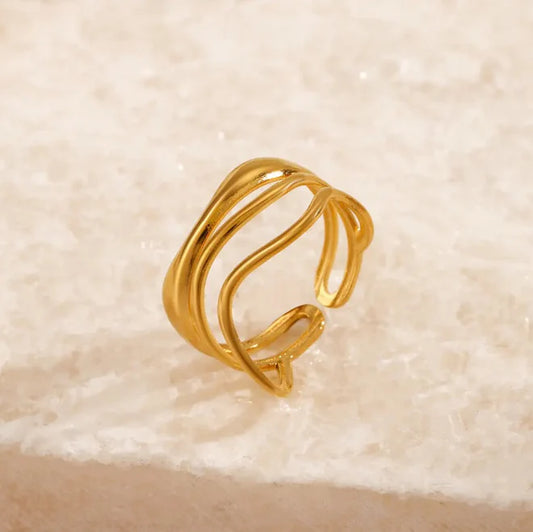 Multi-layer Water Ripple Open Ring